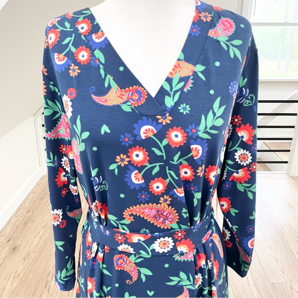 XXL 1X 2X craft and barrel navy blue green orange pink red floral dress - Picture 3 of 10
